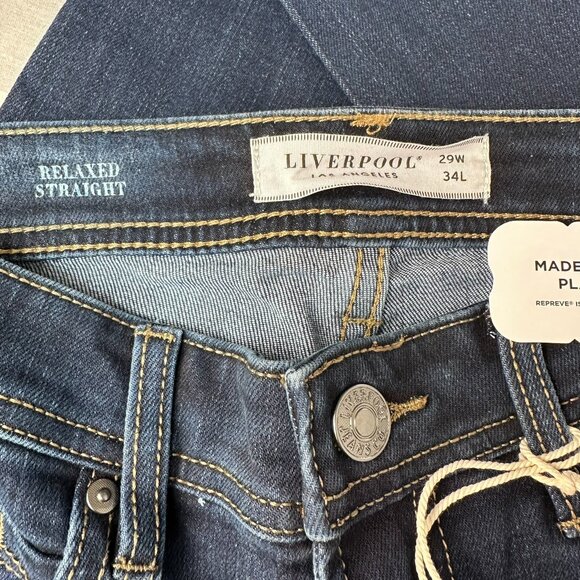 Liverpool Men's Regent Relaxed Straight Leg Eco Denim Jean, Size W29 x L34, Blue - Picture 8 of 15